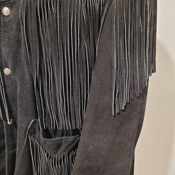 Authentic SCHOTT WESTERN SUEDE FRINGE JACKET Made in USA Black Men's Size 44 - Picture 3 of 12